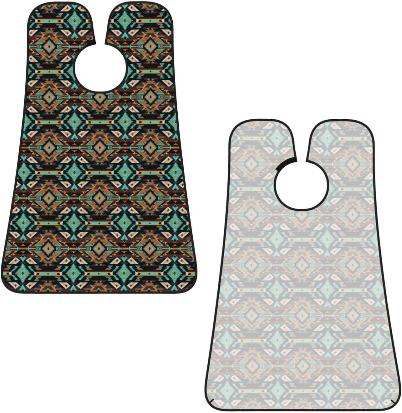 Beard Trimming Hair Catcher, Geometric Ethnic Tribal Navajo Aztec Shave Bib, Non-Stick Bib Apron Waterproof, Shaving Tool for Men for Husband Father’s Day