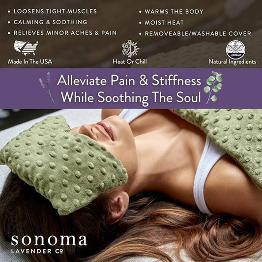 Sonoma Lavender Spa Mask, Heatable/Chillable Aromatherapy Eye Pillow with Lavender Infused Flaxseed Insert, Eye Compress for Stress Relief with Removable and Washable Cover (Arctic Circle)