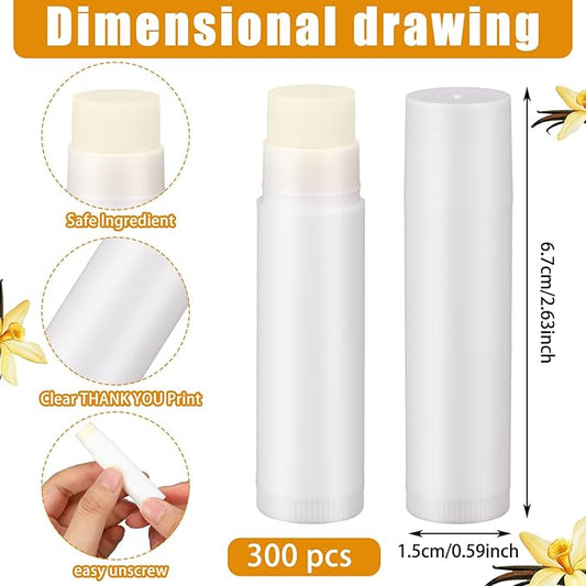 Demissle 300 Pcs Unlabeled Lip Balms Bulk Chapped Stick Blank Mini Lip Balm Gifts Moisturizing Lip Balm Party Favors for Women Homeless Guests Wedding Bridal Shower Baby Shower Favors(Vanilla)