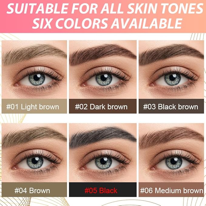 evpct 2Pcs Black Magic Microblading Dual-Ended Eyebrow Contouring Pen Brow Pencil, with 4 Brush Micro-Fork-Tips Applicator and Precise Brush-Tip, Hair Like Strokes, with Dual-ended Eyebrow Brush