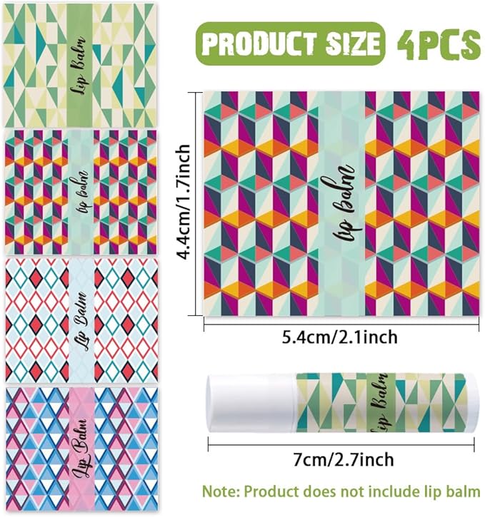 OLYCRAFT 100Pcs Self-Adhesive Lip Balm Tag Stickers 1.7x2.1 inch Waterproof Adhesive Label with Texture Pattern Rectangle Lipstick Tag Sticker for Lip Balm Container Tubes Lipstick Wrapping Decoration