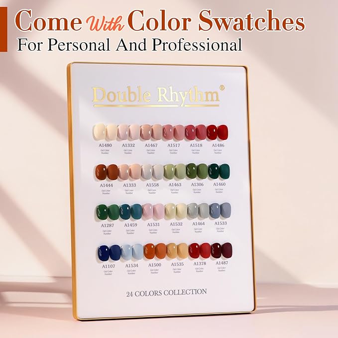 Double Rhythm 28Pcs 0.5Oz Gel Nail Polish Set Same Color Same Bottle Soak Off Gel Polish Kit Nail Art Manicure Salon DIY at Home for Women (Burgundy Green Collection-T24-1)