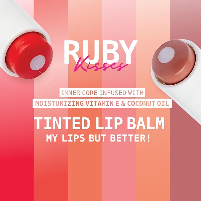 Ruby Kisses Balm Up Tinted Lip Balm, Non-Greasy Hydrating Formula, Nourishing Coconut Core & Vitamin E Infused, Lip Care with Natural Shine, Lightweight Sheer Color (Tangerine)