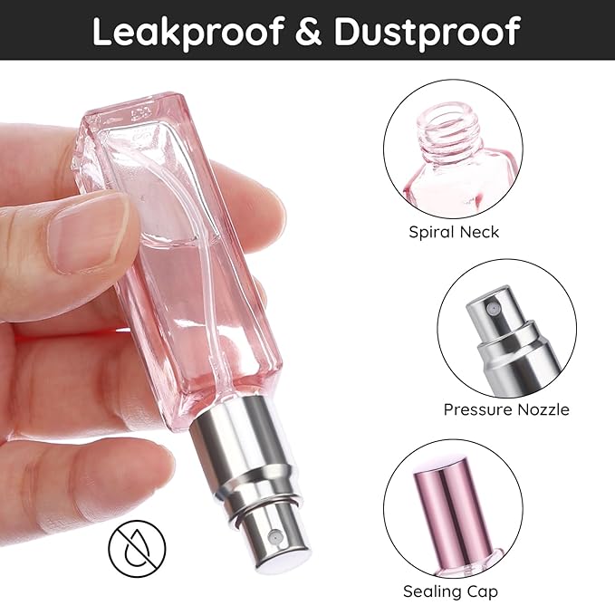 Segbeauty 10ML Refillable Perfume Bottle, 10 Packs Fine Mist Atomizer Sprayer, Empty Glass Spray Bottle Mini Portable Travel Atomizer for Toiletries, Fragrance Scent Pump Dispenser