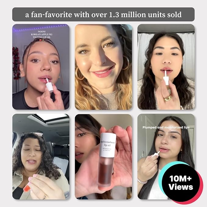 NOONI Korean Lip Oil - Appleberry | Long-Lasting, Moisturizing, Plumping, Revitalizing for Dry Lips, Waterproof, No Peel Off, Hydrating, Nourishing Crystal Clear, 0.12 FL Oz