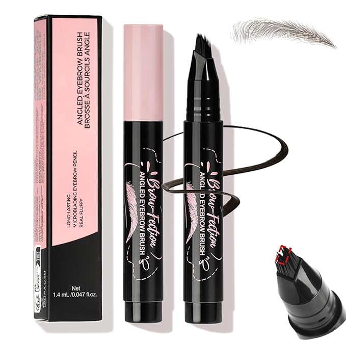 Eyebrow Pen, Waterproof Eyebrow Pencils for Women - Angled Brow Brush & Multi-Fork Tip Microblading Brow Pen, Precisely Creates Natural Hair-Like Brows, Easy to Use 01-Brown