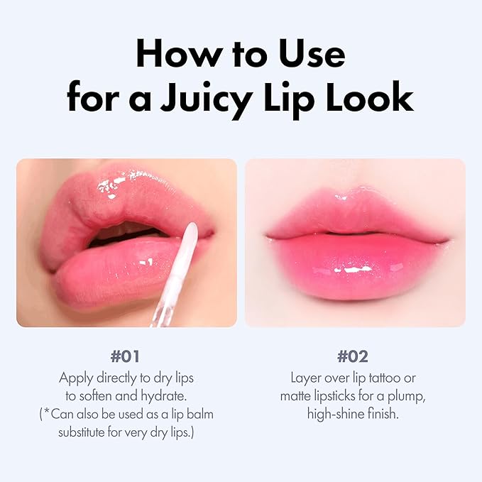 Rouge Star Glossy Lip Oil - Hydrating Lip Gloss - Non-Sticky Shine with Argan Oil & Vitamin - Deep Moisturization & Lip Softening 0.14 oz (Glossy Lip Oil)