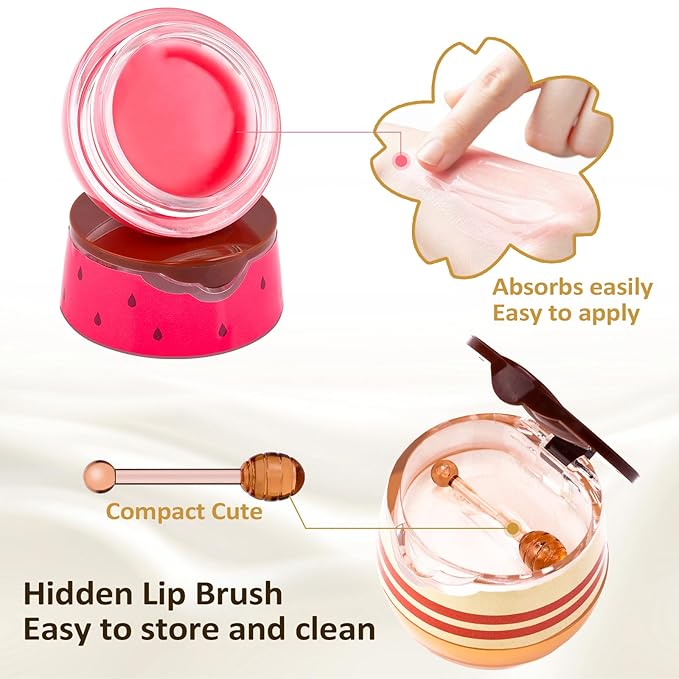 DMSKY 6 PCS Bee Lip Balm Honey Pot, Propolis Lip Mask Overnight, Moisturizing Hydrating Lip Sleeping Mask Prevention Dry and Cracked, Reduce Lip Lines