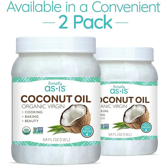 Simply as-is | Cold-Pressed & ﻿Organic Virgin | Unrefined | Coconut Flavor for Cooking & Baking | Deep Moisturizer for Beauty | 54 fl oz