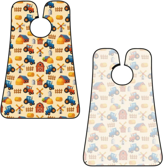 Ultimate Shaving Bib, Beard Trimming Apron with Hair Catcher, Farm Cars Tractor Truck