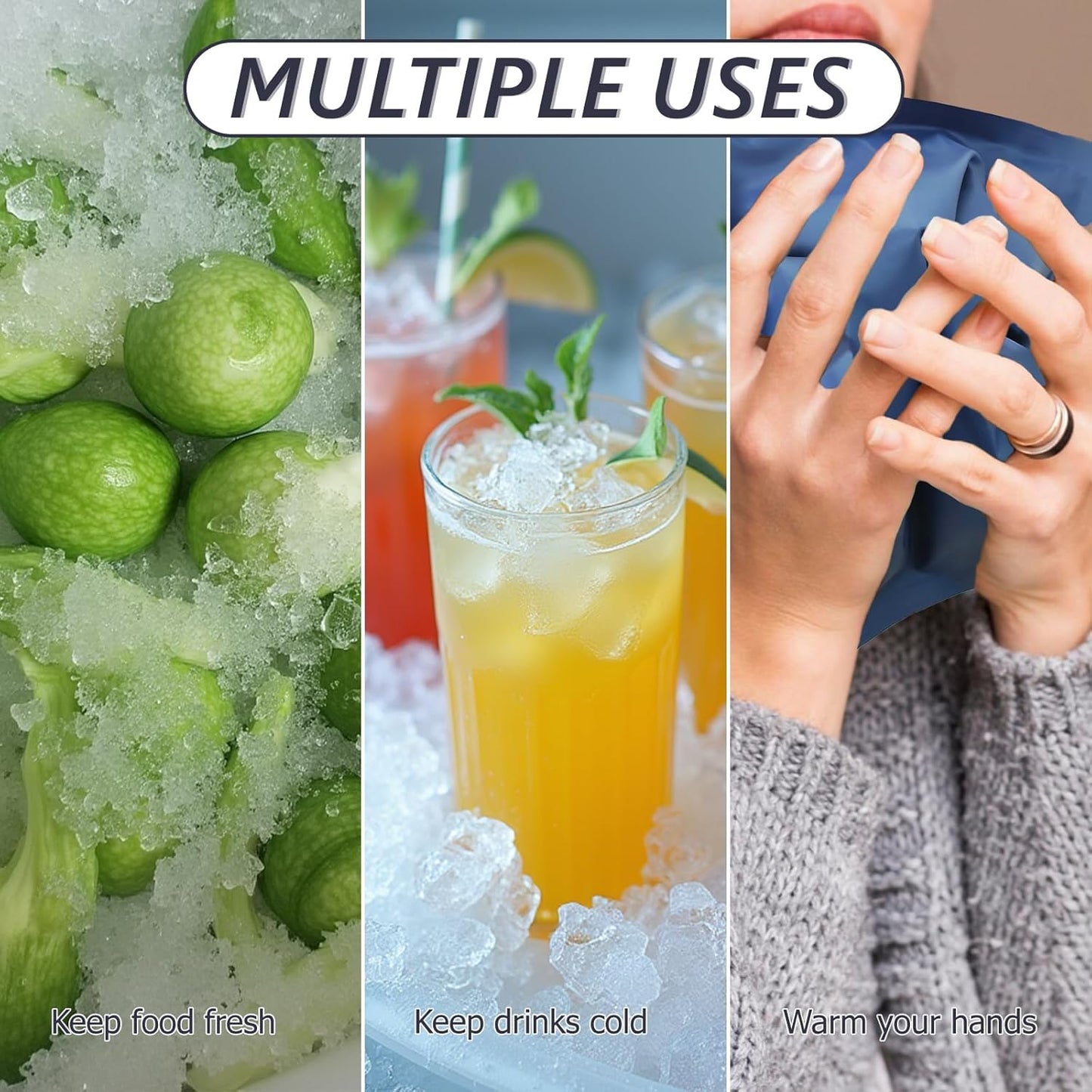 Hot & Cold Gel Packs for Pain Relief 8PCS Reusable Blue Cold Pack Ice Packs with Cloth Backing for Swelling, Bruises, Injuries, Surgery, Toothache (8 Pack)