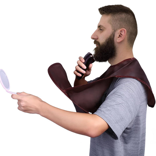 Beard Bib, Beard Apron Foldable Multi-Purpose Shaving Bib, Beard Bib Apron for Men for All Men'S Gifts(khaki)