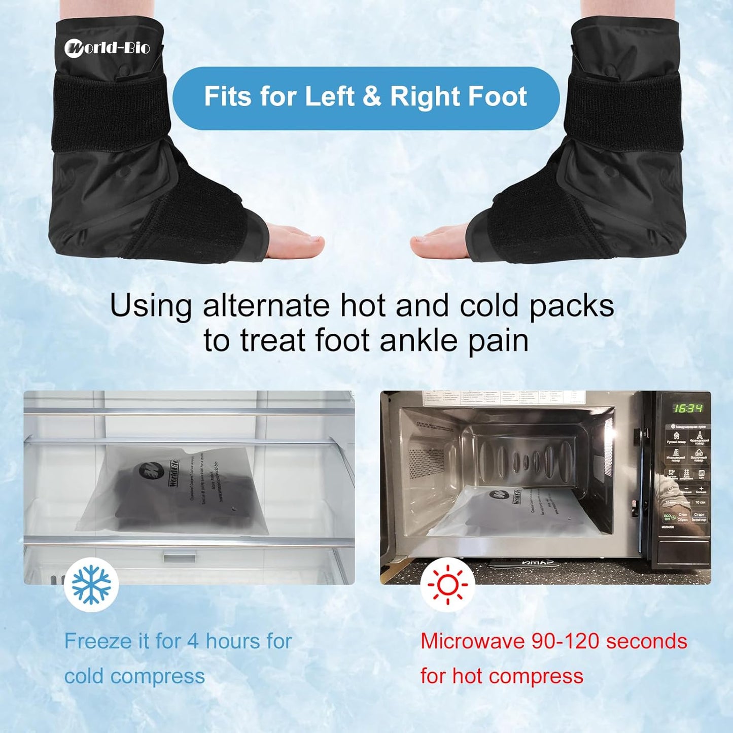 Ankle Ice Pack Wrap for Swelling, Foot Ice Pack Wrap, Reusable Foot Cold Cure Wrap for Ankle,Foot,Heel Pain Relief, Achilles Tendonitis, Plantar Fasciitis
