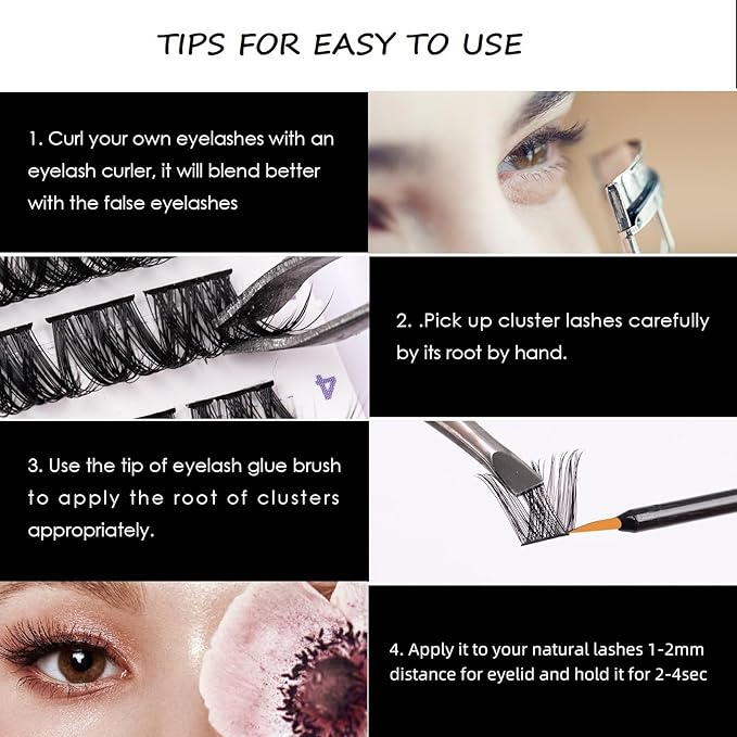 Lash Clusters 144 Pcs Individual Lashes Clusters Eyelash Extensions False Eyelashes DIY Lash Extension Reusable False Eyelashes Natural Look Mix 10-16mm C D Curl-DM17