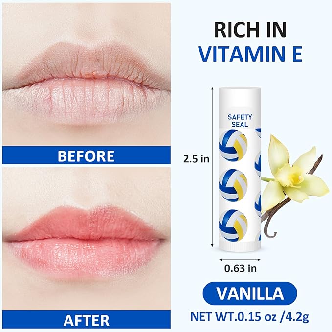 DMSKY 60 Pcs Volleyball Lip Balm Bulk, Volleyball Party Favors for Team Volleyball Gifts for Players Teen Girls Boys Sports Party Supplies