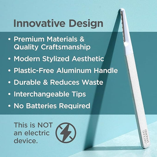 StackedSkincare Dermaplane Razor for Women Face - Professional Facial Razor, Non-electric Face Shaver for Women - Eyebrow Razor & Dermaplaning Tool for Face Exfoliation - Includes Handle & Blade