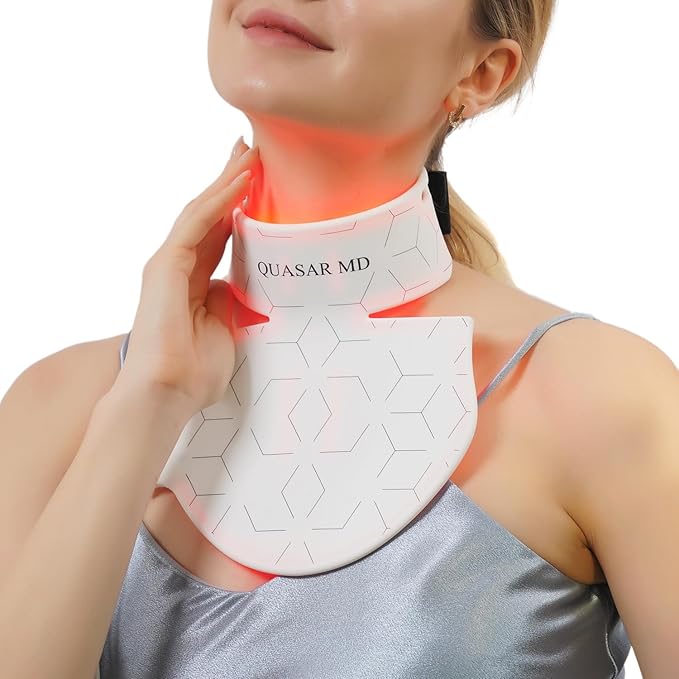 Neck & Décolleté Firming Beauty Device – LED Light Therapy Skin Tone and Texture Enhancement, 630nm and 830nm Dual Wavelengths Emission LED Device, Liquid Silicone