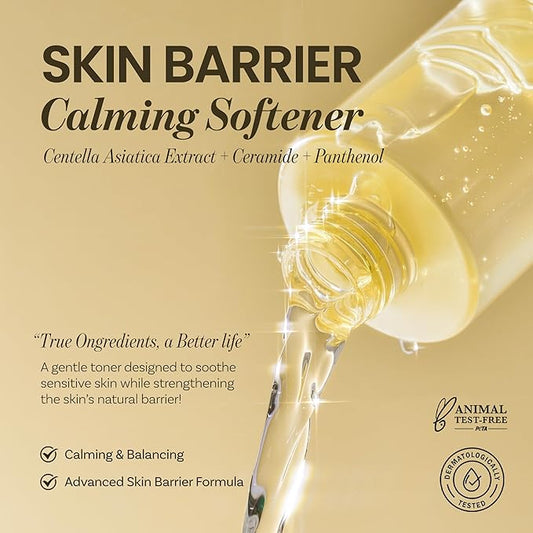 ONGREDIENTS Skin Barrier Calming Softener | Daily Soothing Toner for Dry, Sensitive Skin | Panthenol, Hyaluronic Acid, Ceramide, Hydrating, pH Balancing | Vegan, Korean Skin Care 250ml / 8.45 fl Oz