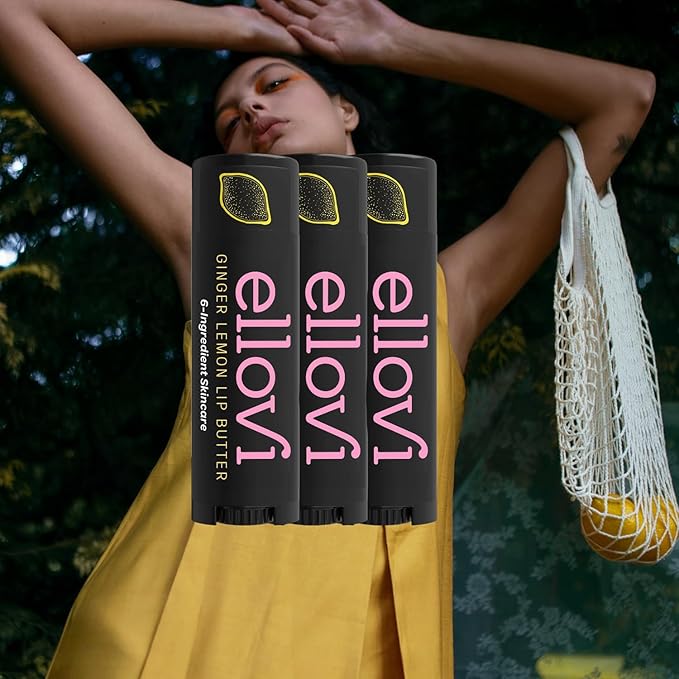 Natural Lip Butter Lip Balm - Ginger Lemon - Pure Enough to Eat - Made With Just 6 Vegan Ingredients - 100% Natural & Organic Moisturizing Lip Care for All Day Hydration (3-Pack)