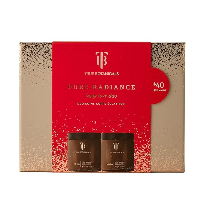 True Botanicals - Body Love Pure Radiance Duo | Non-Toxic, Cruelty-Free | Sugar Scrub & Body Butter, Exfoliate + Moisturize for Dewy Glow | MADE Safe