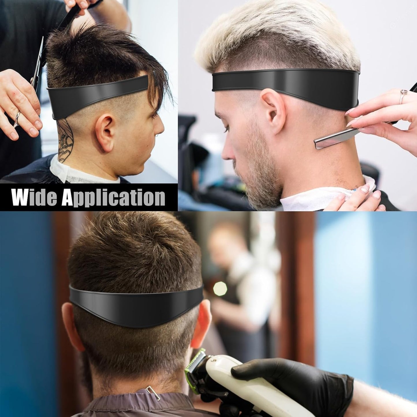 Neckline Shaving Template and Adjustable Hair Trimming Guide,DIY Self Haircutting System, Shaving and Keeping a Clean and Straight Neck Hairline,Easy Use Tool Soft Portable (Black)