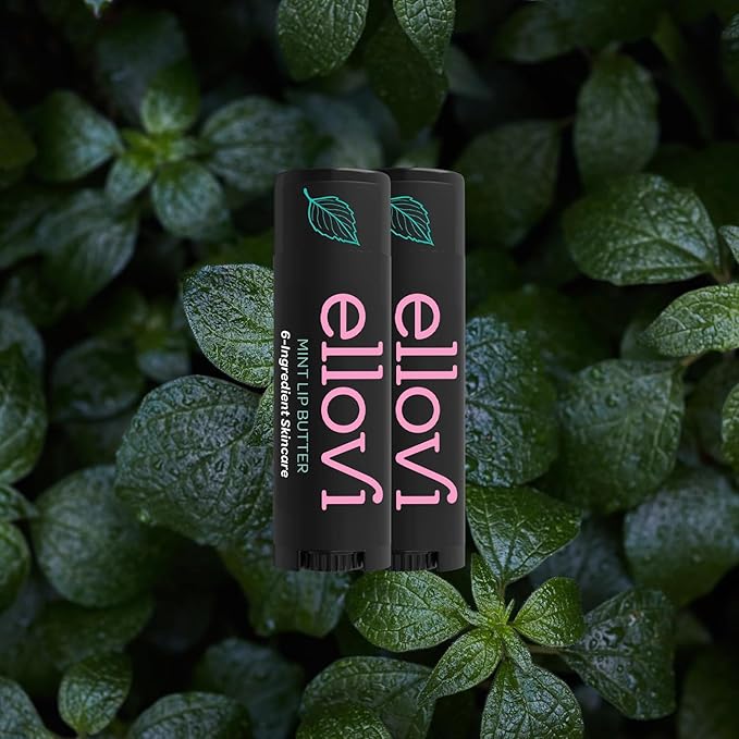 Natural Lip Butter Lip Balm - Mint - Pure Enough to Eat - Made With Just 6 Vegan Ingredients - Moisturizing Lip Care for All Day Hydration (2-Pack)