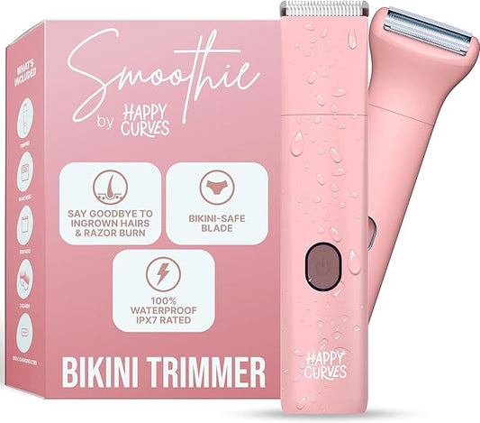 Smoothie Bikini Trimmer - Electric Razor for Women, Waterproof Hair Groomer with Adjustable Guards, Personal Shaver for Pubic Hair, Ladies Intimate Shaver and Body Trimmer (Guava)
