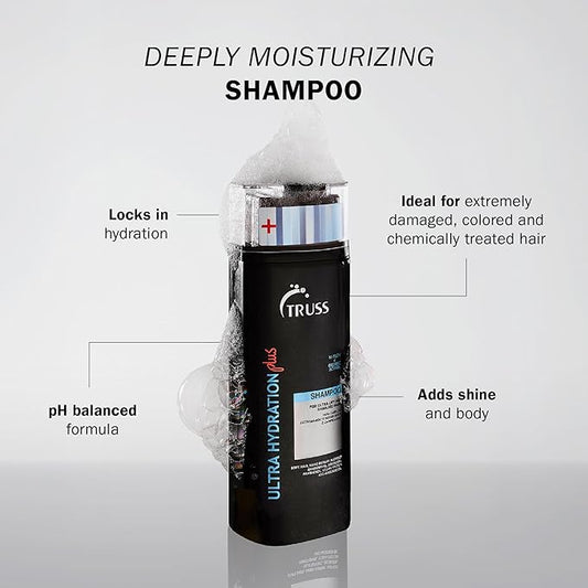 TRUSS Ultra Hydration PLUS Shampoo - For Color and Chemical Treated Hair - Restores Elasticity, Revitalizes, Adds Body & Shine to All Hair Types & Textures