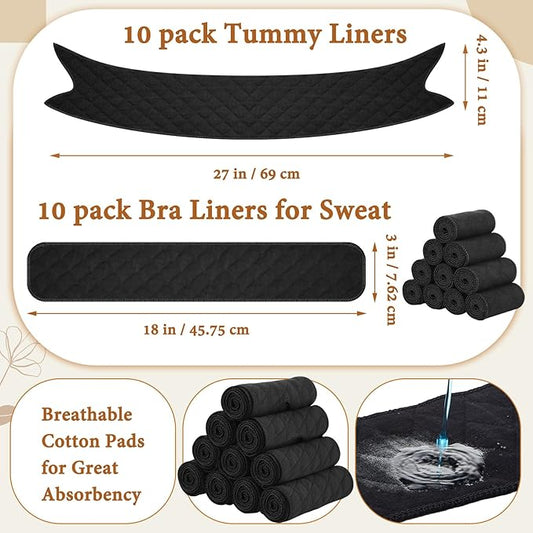 Cotton Tummy Liners and Bra Liners Set for Sweat Rash Skin Folds Plus Size Women Sweating Supplies
