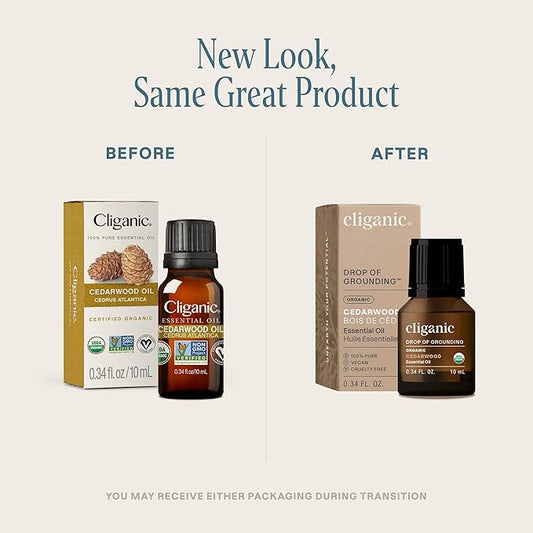 Cliganic Organic Cedarwood Essential Oil - 100% Pure Natural Undiluted, for Aromatherapy Diffuser | Non-GMO Verified (Packaging May Vary)