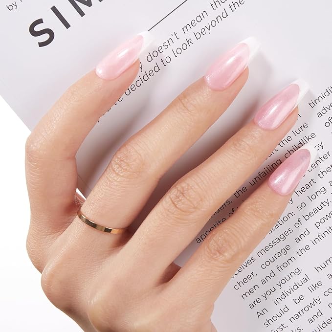 modelones Builder Nail Gel, 8-in-One Pink Shimmer Builder, Sparkle Glitter Pink Rubber Base Gel Polish LED Lamp Cured Hardener Color Base Strengthener Extension for Home DIY Salon Girls