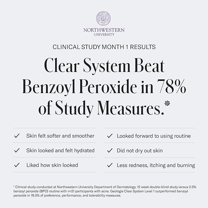 Geologie Clear System | 3-Step Acne Treatment & Skincare Set | Clears Skin Fast | Acne Gel Cleanser, SPF15 Day Cream & .3% Retinol Face Cream For Men & Women | Month 3+ / Level 3