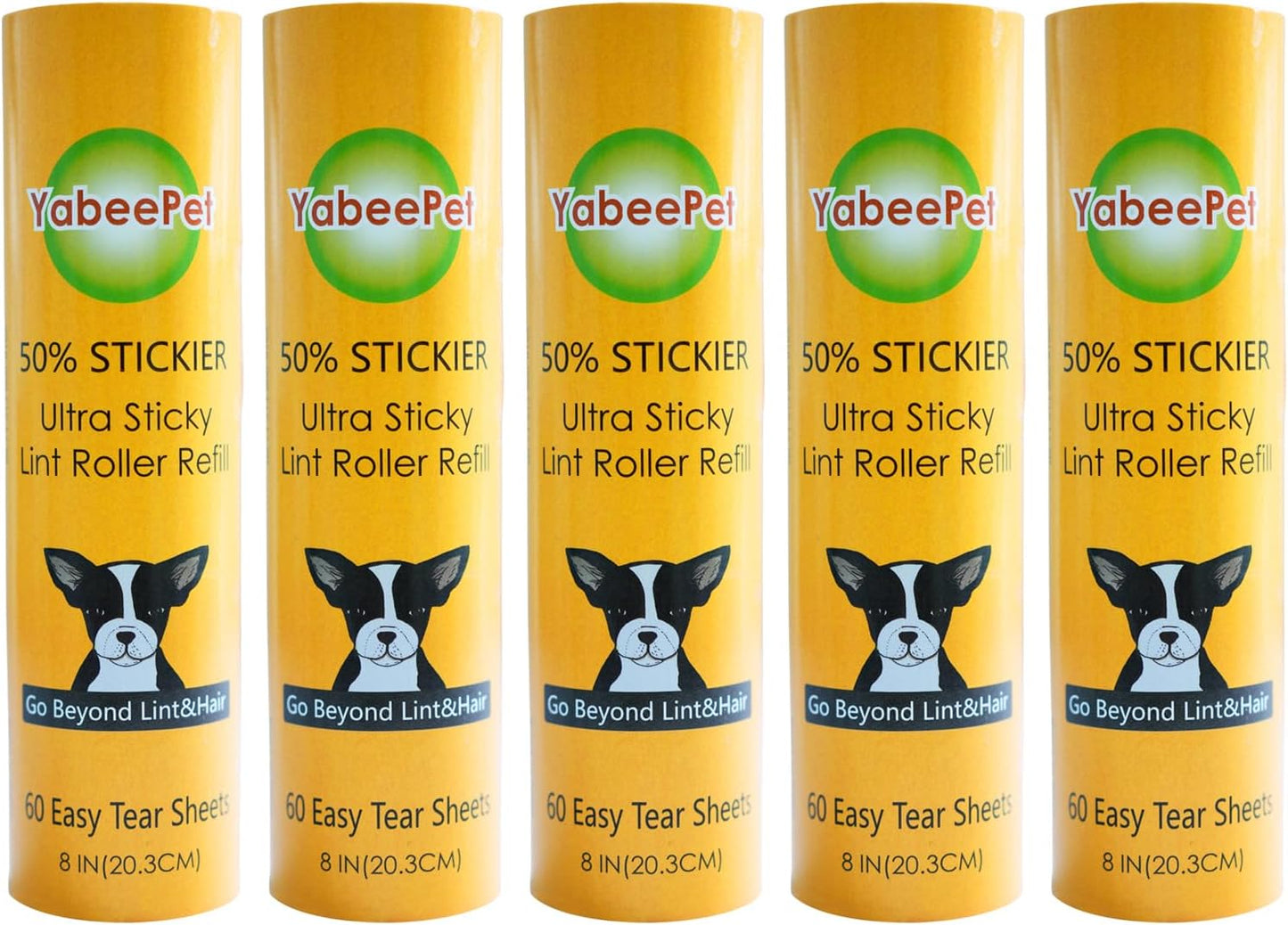 Large Surface Roller Refill for Scotch-Brite 50% Stickier Lint Roller, Works Great On Pet Hair (60 Sheets per Roll, 5 Pack Refills)