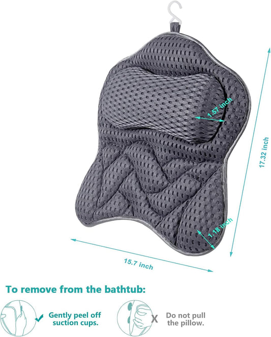 Bath Pillow Bathtub Pillow for Neck Back Support 4D Bath Tub Pillow with 6 Strong Suction Perfect Bath Gift for Women