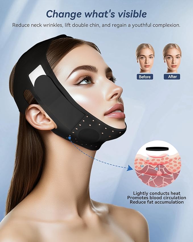 V-Line Sculpting Face Mask – Silicone Chin Strap for Jawline Tightening & Double Chin Reduction (23-27 Inches)