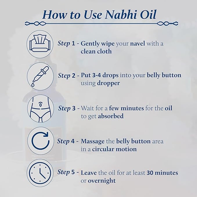 Blue Nectar Ayurveda Nabhi Oil with Ghee & Almond Oil | Belly Button Oil for Digestion & Joint Health | 100% Natural & Herbal (21 Herbs, 1 fl oz)
