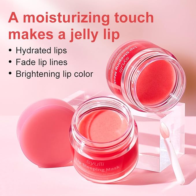 Sleeping Lip Mask,Organic Vitamin C Lip Sleeping Mask Hydrate & Repair Sleeping Lip Balm, Nourish Overnight Lip Care Treatment Lip Line & Color Improve,Crack & Dry Sleeping Lip Mask For Women & Men