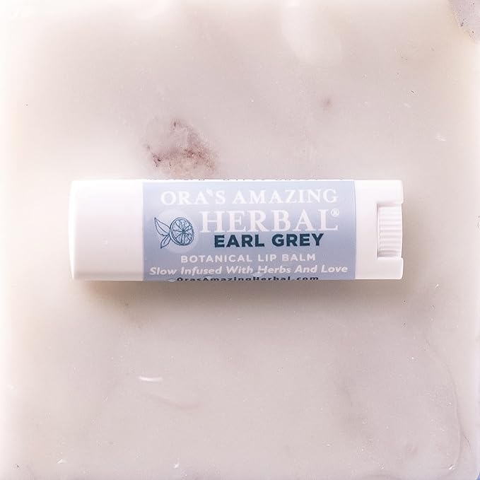 Natural Earl Grey Lip Balm, Bergamot Essential Oils Paraben Free, Healthy Lip Balm For Dry Cracked Lips 2 Pak With Organic Coconut Oil No Synthetic Fragrance Made In USA Ora's Amazing Herbal 2 Pak