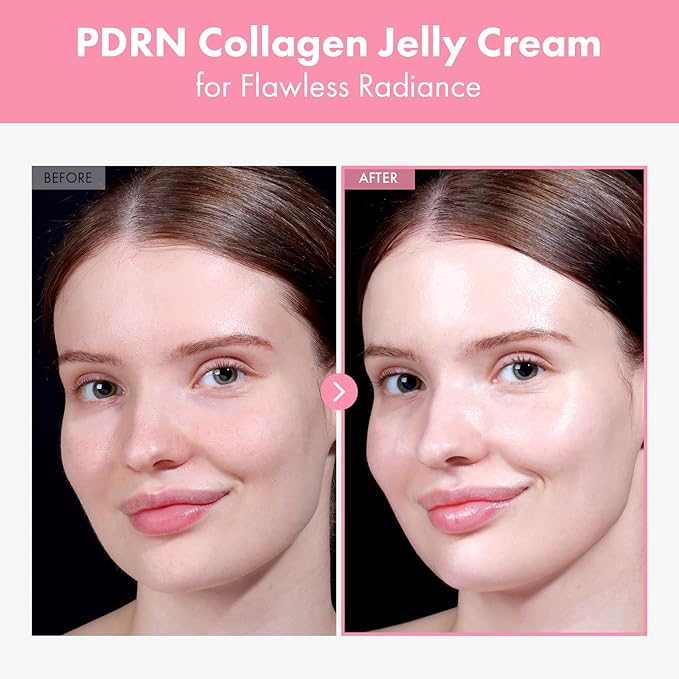 PDRN Collagen Jelly Cream, 5,000ppm Salmon DNA PDRN, Niacinamide, Hydrolyzed Collagen, Glow, Hydrating, Firming, Uneven Skin Tone, No artificial color, Korean Skin Care, 50ml, 1.69 fl.oz.