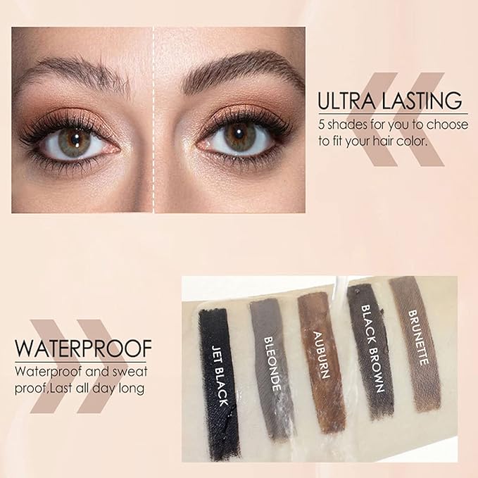 Waterproof Liquid Eyebrow Gels, Smudge-Proof, Sweat Resistant, Full Natural-24Hours Long Lasting Tinted Makeup Color Gel with Brow Pen (BLONDE)