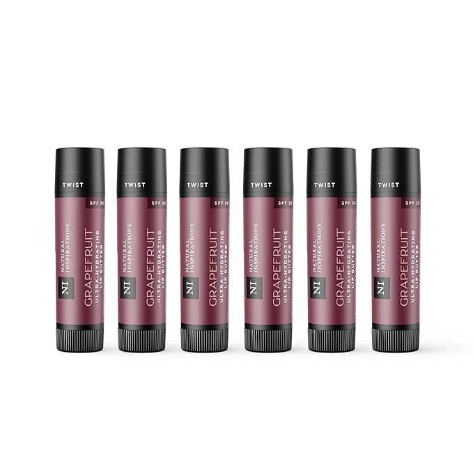 Natural Inspirations Ultra Hydrating SPF 30 Lip Butter 6 Piece Set, Grapefruit