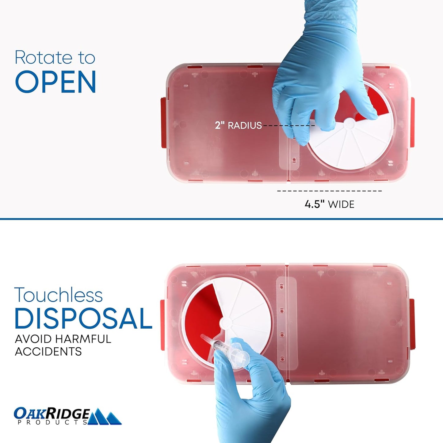 Oakridge Products Large Sharps Container for Home Use and Professional 3 Gallon (3-Pack) with Rotating lid, Biohazard Needle and Syringe Disposal, CDC Certified