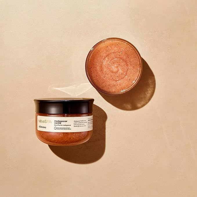 Nativa SPA by O Boticário Madagascar Vanilla Exfoliating Body Scrub, Hydrating & Anti Aging Gentle Exfoliator, 7 Ounce