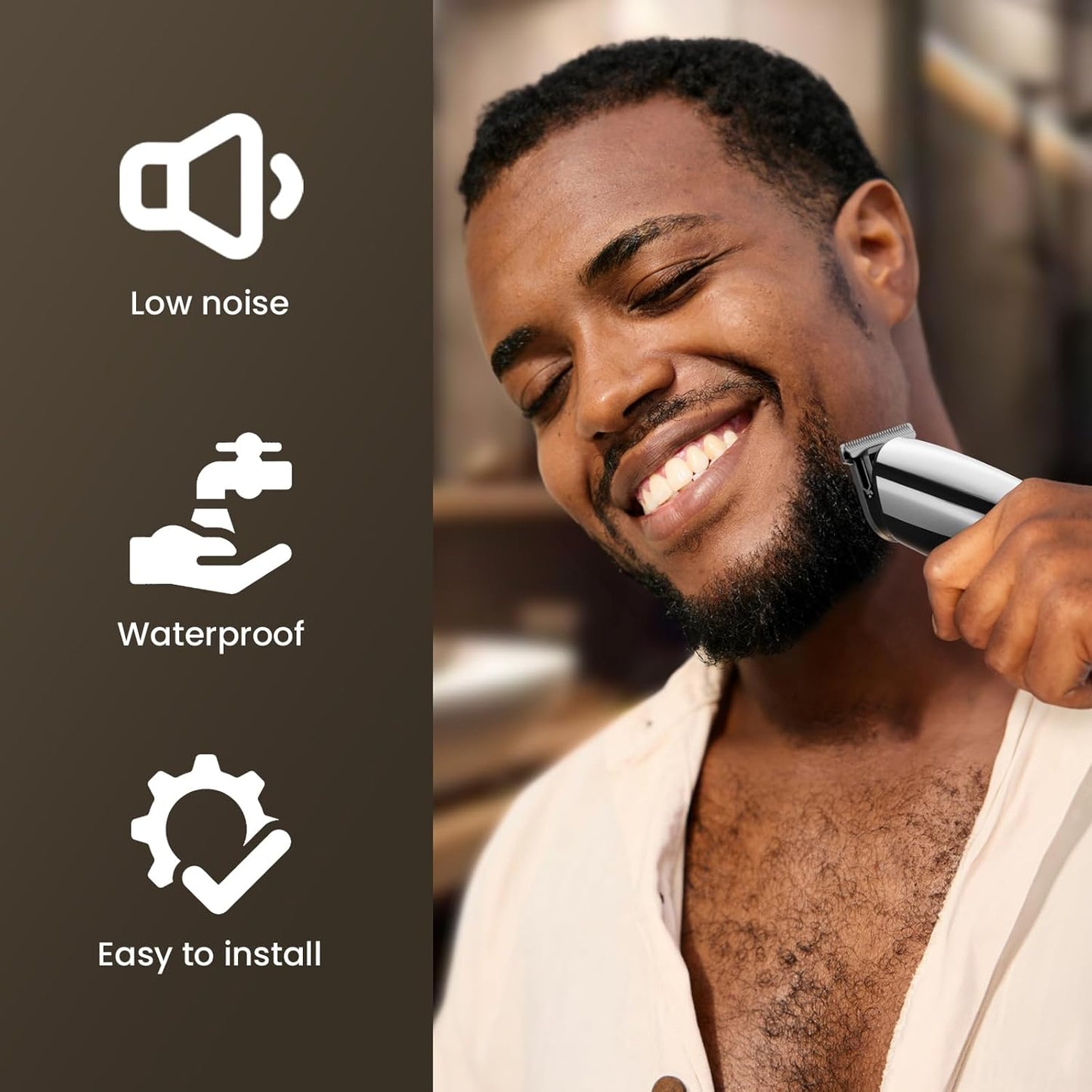 Electric Beard Trimmer for Men: 16-in-1 Professional Barber Hair Clippers - Cordless Grooming Kit - Turbo Speed & Precision Blades, Silver