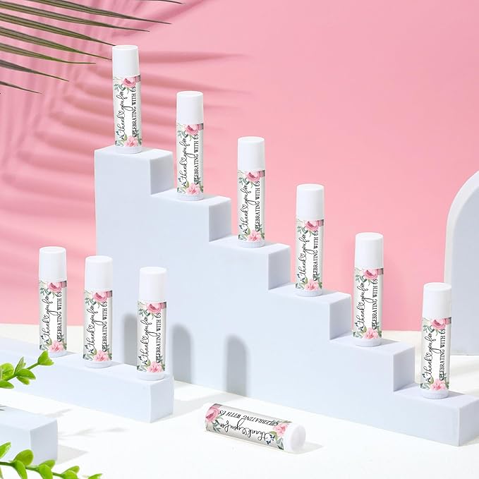 Dunzy 100 Pack Hello Fall Thanksgiving Party Gifts Bulk Lip Balms Favors Employee Appreciation Gifts Thank You Gifts Team Inspirational Gifts for Women Men Coworkers Satff Teachers(Pink Rose)