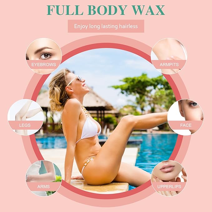 Wax Beads Bulk, 52.8oz Depilatory Painless Wax Beans Quick Hair Removal for Body Skin, Long Lasting for Back, Chest, Leg, At Home Waxing Choice