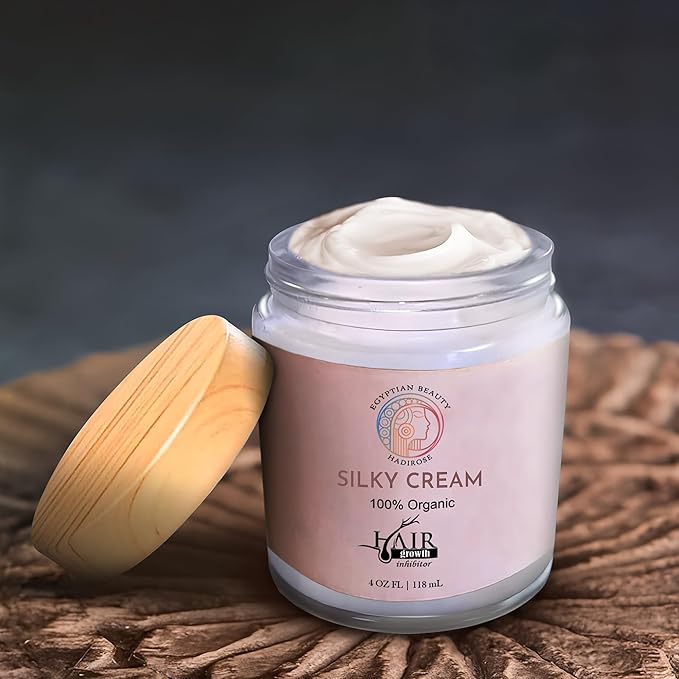 Silky Cream by Hadirose | Pure Red Saad Oil (Egyptian Cyperus Rotundus) | Organic Hair Removal Maintenance Cream | Prevent Ingrown Hair | Scented (Rose, Jasmine & Lavender) | Made in the USA.