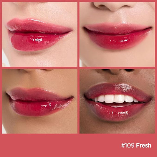 Laka Fruity Glam Lip Tint Mini, Glowing Lip Stain with Wide Color Spectrum, Hydrating & Lightweight Texture, Long-Lasting Bold Stain, Non-Sticky, Vegan, K-Beauty (#109 Fresh)
