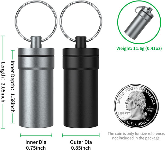 Portable Ear Plug Carrying Case, Urekt Waterproof Metal Earplug Case Keychain Container Holder（2 Pack）