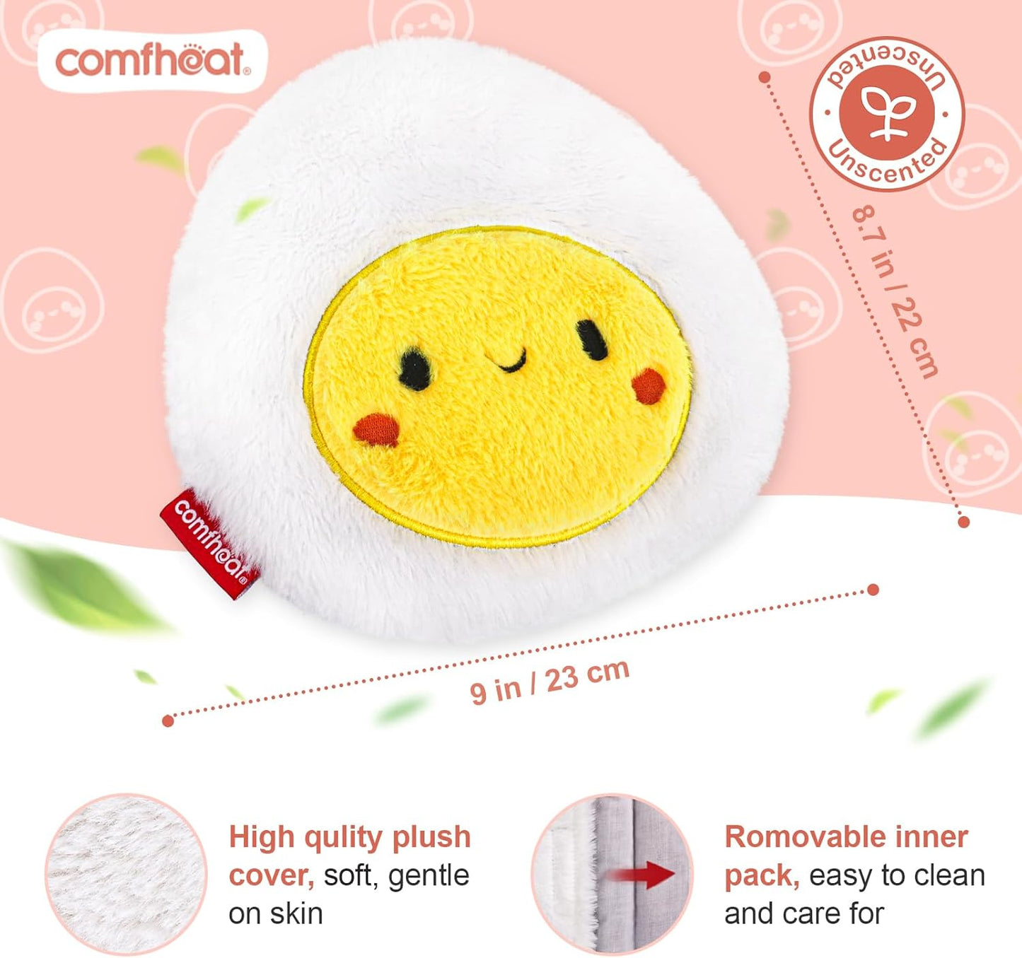 Egg Microwave Heating Pad - Hot & Cold Therapy with Natural Flaxseed Filling, Moist Heat for Cramps, Shoulder Muscle Pain Relief, Natural Heat Pack Moist Heat with Washable Cover